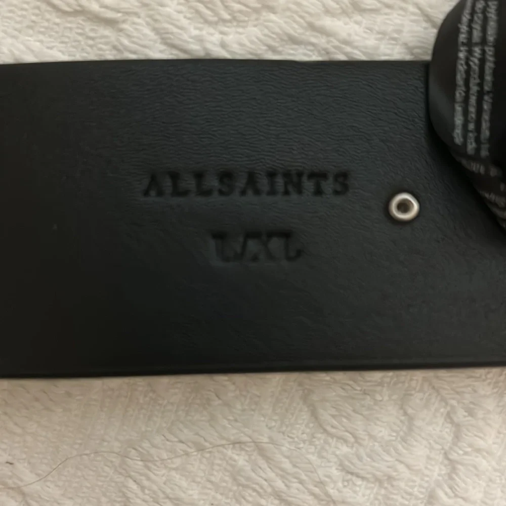 All Saints Dani Leather Belt, Womens, black, large silver rivets, size L/XL. New